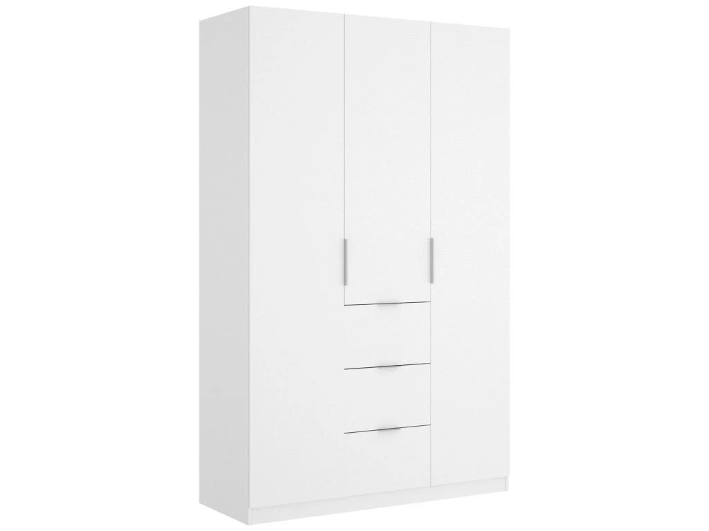 Armoire Falterona, Portemanteau Pour Chambre, Armoire Avec 3 Portes Battantes Et 3 Tiroirs, 135x52h204 Cm, Blanc 1 Armoire Falterona, Portemanteau Pour Chambre, Armoire Avec 3 Portes Battantes Et 3 Tiroirs, 135x52h204 Cm, Blanc