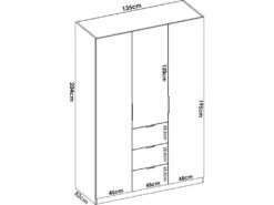 Armoire Falterona, Portemanteau Pour Chambre, Armoire Avec 3 Portes Battantes Et 3 Tiroirs, 135x52h204 Cm, Blanc 7 Armoire Falterona, Portemanteau Pour Chambre, Armoire Avec 3 Portes Battantes Et 3 Tiroirs, 135x52h204 Cm, Blanc -Fren Soldes Boutique armoire et dressing 22793137