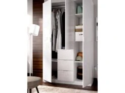 Armoire Falterona, Portemanteau Pour Chambre, Armoire Avec 3 Portes Battantes Et 3 Tiroirs, 135x52h204 Cm, Blanc 8 Armoire Falterona, Portemanteau Pour Chambre, Armoire Avec 3 Portes Battantes Et 3 Tiroirs, 135x52h204 Cm, Blanc -Fren Soldes Boutique armoire et dressing 22793139