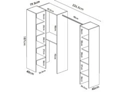 Armoire Plose, Structure Pour Dressing D'angle, Porte-manteau D'angle Ouvert, 226x79h186 Cm, Blanc -Fren Soldes Boutique armoire et dressing 22793299