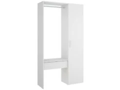 Armoire Weisshorn, Structure Pour Dressing, Portemanteau Ouvert, 98x42h187 Cm, Blanc
