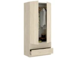 Armoire Pisanino, Portemanteau Pour Chambre, Armoire Avec 2 Portes Battantes Et 2 Tiroirs, 81x52h184 Cm, Chêne 9 Armoire Pisanino, Portemanteau Pour Chambre, Armoire Avec 2 Portes Battantes Et 2 Tiroirs, 81x52h184 Cm, Chêne -Fren Soldes Boutique armoire et dressing 22793587