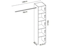 Armoire Presanella, Structure Pour Dressing, Portemanteau Ouvert, 138x40h186 Cm, Blanc 6 Armoire Presanella, Structure Pour Dressing, Portemanteau Ouvert, 138x40h186 Cm, Blanc -Fren Soldes Boutique armoire et dressing 22793645