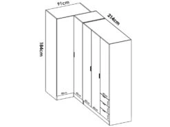 Armoire Sucso, Meuble D'angle Pour Chambre à Coucher, Armoire D'angle Avec 5 Portes Battantes, 214x91h184 Cm, Chêne -Fren Soldes Boutique armoire et dressing 22793691