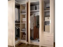 Armoire Sucso, Meuble D'angle Pour Chambre à Coucher, Armoire D'angle Avec 5 Portes Battantes, 214x91h184 Cm, Chêne -Fren Soldes Boutique armoire et dressing 22793695