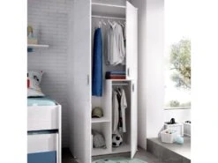 Armoire Priora, Portemanteau Pour Chambre, Armoire Avec 3 Portes Battantes, 90x53h202 Cm, Blanc -Fren Soldes Boutique armoire et dressing 22793759