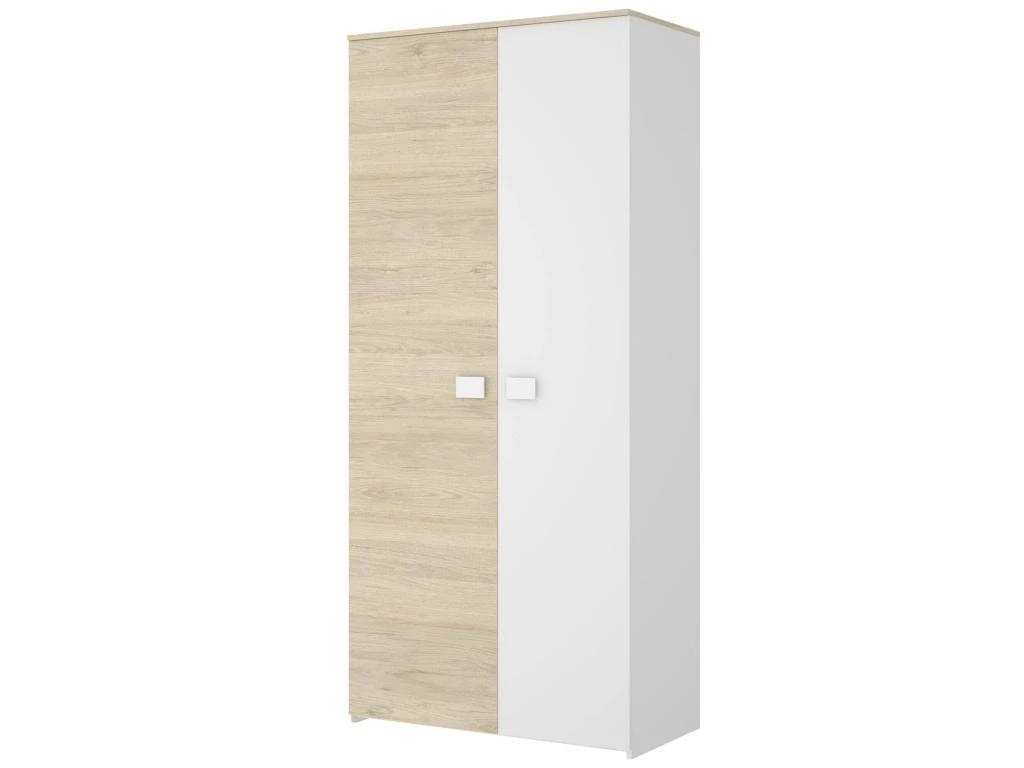 Armoire Jungfrau, Portemanteau Pour Chambre, Armoire Avec 2 Portes Battantes, 90x52h205 Cm, Chêne Et Blanc 1 Armoire Jungfrau, Portemanteau Pour Chambre, Armoire Avec 2 Portes Battantes, 90x52h205 Cm, Chêne Et Blanc