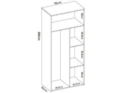 Armoire Jungfrau, Portemanteau Pour Chambre, Armoire Avec 2 Portes Battantes, 90x52h205 Cm, Chêne Et Blanc 7 Armoire Jungfrau, Portemanteau Pour Chambre, Armoire Avec 2 Portes Battantes, 90x52h205 Cm, Chêne Et Blanc -Fren Soldes Boutique armoire et dressing 22793773