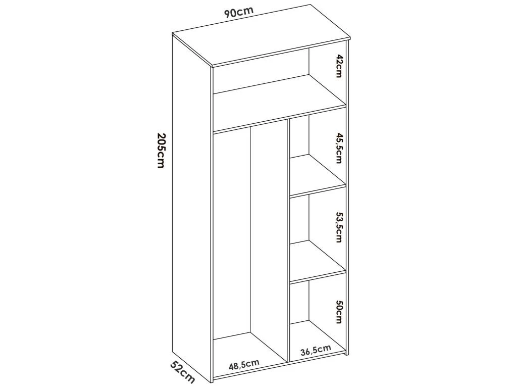 Armoire Jungfrau, Portemanteau Pour Chambre, Armoire Avec 2 Portes Battantes, 90x52h205 Cm, Chêne Et Blanc 3 Armoire Jungfrau, Portemanteau Pour Chambre, Armoire Avec 2 Portes Battantes, 90x52h205 Cm, Chêne Et Blanc – Image 3