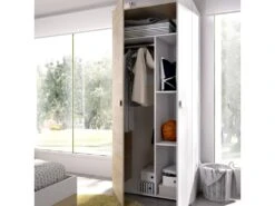 Armoire Jungfrau, Portemanteau Pour Chambre, Armoire Avec 2 Portes Battantes, 90x52h205 Cm, Chêne Et Blanc 8 Armoire Jungfrau, Portemanteau Pour Chambre, Armoire Avec 2 Portes Battantes, 90x52h205 Cm, Chêne Et Blanc -Fren Soldes Boutique armoire et dressing 22793775
