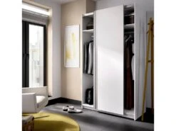 Armoire Annapurna, Porte-manteau Pour Chambre, Armoire Avec 2 Portes Coulissantes, 120x65h204 Cm, Blanc -Fren Soldes Boutique armoire et dressing 22793833