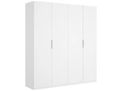 Armoire Prado, Portemanteau Pour Chambre, Armoire Avec 4 Portes Battantes, 180x52h204 Cm, Blanc