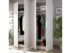 Armoire Prado, Portemanteau Pour Chambre, Armoire Avec 4 Portes Battantes, 180x52h204 Cm, Blanc -Fren Soldes Boutique armoire et dressing 22793847