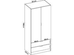 Armoire Pisanino, Portemanteau Pour Chambre, Armoire Avec 2 Portes Battantes Et 2 Tiroirs, 81x52h184 Cm, Blanc 7 Armoire Pisanino, Portemanteau Pour Chambre, Armoire Avec 2 Portes Battantes Et 2 Tiroirs, 81x52h184 Cm, Blanc -Fren Soldes Boutique armoire et dressing 22793861