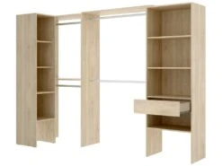 Armoire Arera, Structure Pour Dressing D'angle, Porte-manteau D'angle Ouvert, 248x79h187 Cm, Chêne