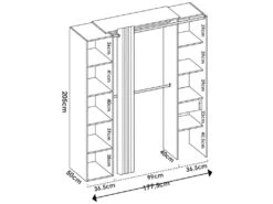 Armoire Rigi, Structure Pour Dressing, Portemanteau Ouvert, 177x52h205 Cm, Blanc Et Anthracite -Fren Soldes Boutique armoire et dressing 22793927