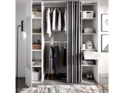 Armoire Rigi, Structure Pour Dressing, Portemanteau Ouvert, 177x52h205 Cm, Blanc Et Anthracite -Fren Soldes Boutique armoire et dressing 22793929
