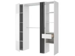 Armoire Rigi, Structure Pour Dressing, Portemanteau Ouvert, 177x52h205 Cm, Blanc Et Anthracite -Fren Soldes Boutique armoire et dressing 22793931