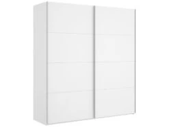 Armoire Saltoro, Porte-manteau Pour Chambre, Armoire Avec 2 Portes Coulissantes, 180x65h204 Cm, Blanc
