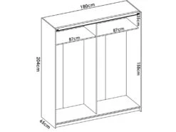 Armoire Saltoro, Porte-manteau Pour Chambre, Armoire Avec 2 Portes Coulissantes, 180x65h204 Cm, Blanc -Fren Soldes Boutique armoire et dressing 22793943