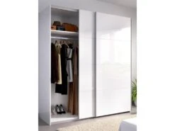 Armoire Saltoro, Porte-manteau Pour Chambre, Armoire Avec 2 Portes Coulissantes, 180x65h204 Cm, Blanc -Fren Soldes Boutique armoire et dressing 22793945