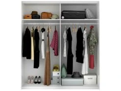 Armoire Saltoro, Porte-manteau Pour Chambre, Armoire Avec 2 Portes Coulissantes, 180x65h204 Cm, Blanc -Fren Soldes Boutique armoire et dressing 22793947