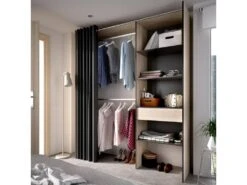 Armoire Wetterhorn, Structure Pour Dressing Avec Rideau, Portemanteau Ouvert, 160x50h205 Cm, Chêne Et Anthracite -Fren Soldes Boutique armoire et dressing 22794101