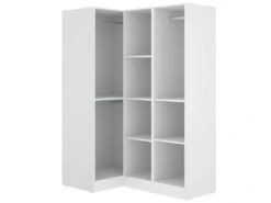 Armoire Dhuar, Meuble D'angle Pour Chambre, Armoire D'angle Avec 3 Portes Battantes, 133x91h184 Cm, Blanc 9 Armoire Dhuar, Meuble D'angle Pour Chambre, Armoire D'angle Avec 3 Portes Battantes, 133x91h184 Cm, Blanc -Fren Soldes Boutique armoire et dressing 22896095