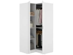 Armoire Dcipo, Meuble D'angle Pour Chambre à Coucher, Armoire D'angle Avec 2 Portes Battantes, 91x93h184 Cm, Blanc -Fren Soldes Boutique armoire et dressing 22896181