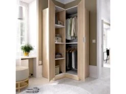 Armoire Dcipo, Meubles D'angle Pour Chambre à Coucher, Armoire D'angle Avec 2 Portes Battantes, 91x93h184 Cm, Chêne -Fren Soldes Boutique armoire et dressing 22896197