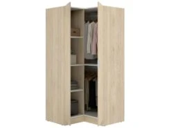 Armoire Dcipo, Meubles D'angle Pour Chambre à Coucher, Armoire D'angle Avec 2 Portes Battantes, 91x93h184 Cm, Chêne -Fren Soldes Boutique armoire et dressing 22896199