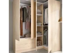 Armoire Dmellin, Meubles D'angle Pour Chambre à Coucher, Armoire D'angle Avec 4 Portes Battantes, 174x91h184 Cm, Chêne 9 Armoire Dmellin, Meubles D'angle Pour Chambre à Coucher, Armoire D'angle Avec 4 Portes Battantes, 174x91h184 Cm, Chêne -Fren Soldes Boutique armoire et dressing 22896455