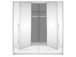 Armoire 2 Portes Et 2 Tiroirs - Avec Miroir Et LEDs - L210 Cm - Blanc - SINALIA -Fren Soldes Boutique armoire et dressing 499743