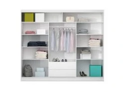 Armoire 3 Portes Coulissantes - Avec Miroir - L250 Cm - Coloris : Blanc - AUTLAN -Fren Soldes Boutique armoire et dressing 500643