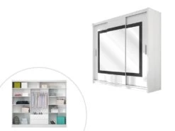 Armoire 3 Portes Coulissantes - Avec Miroir - L250 Cm - Coloris : Blanc - AUTLAN -Fren Soldes Boutique armoire et dressing 500651