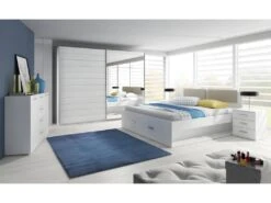 Armoire 2 Portes Coulissantes 220cm Coloris Blanc Avec Miroir. Collection FLOYD -Fren Soldes Boutique armoire et dressing 8968363