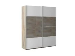NINO LIGHT - Armoire Effet Bois Portes Coulissantes Avec Frein