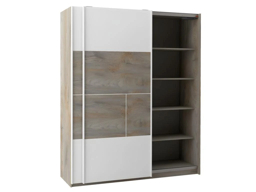 NINO LIGHT - Armoire Effet Bois Portes Coulissantes Avec Frein 3 NINO LIGHT - Armoire Effet Bois Portes Coulissantes Avec Frein – Image 3