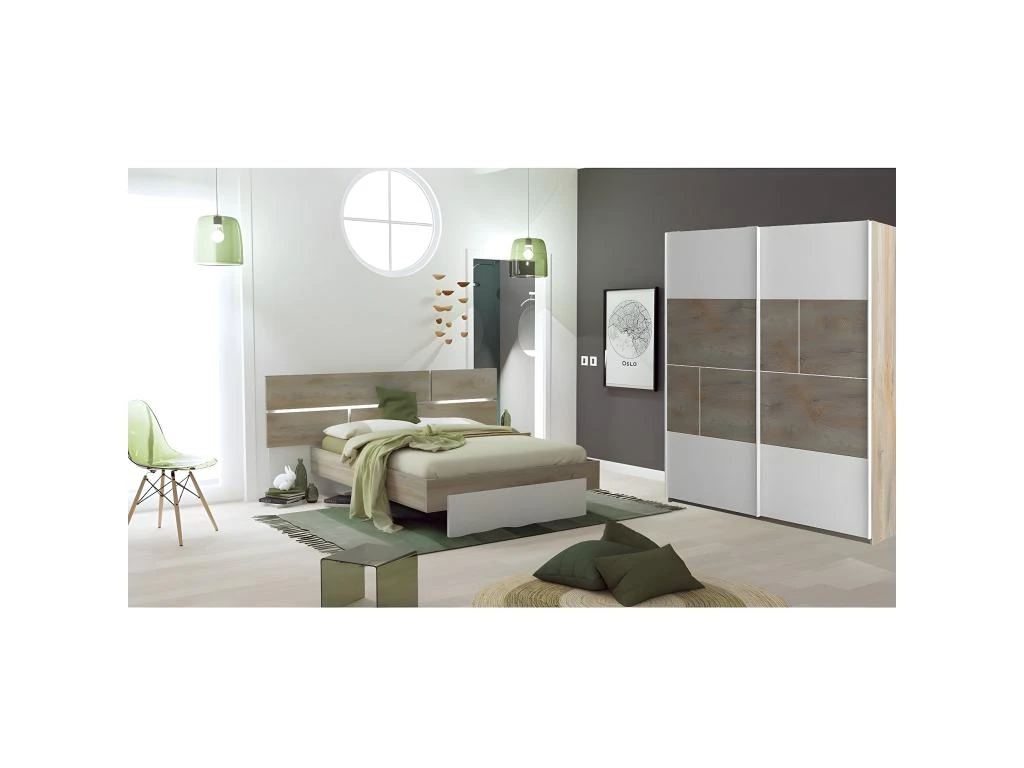 NINO LIGHT - Armoire Effet Bois Portes Coulissantes Avec Frein 5 NINO LIGHT - Armoire Effet Bois Portes Coulissantes Avec Frein – Image 5