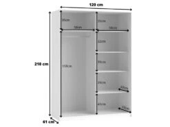 Armoire Design 120cm. 2 Portes Avec Miroirs Modulables. Couleur Blanc Mat. Collection EOS -Fren Soldes Boutique armoire et dressing 8968561