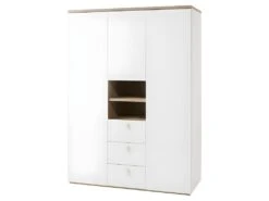 Armoire 3 Portes 3 Tiroirs Et 2 Niches Blanc Enfant Ado - GABRIEL