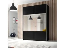 Armoire Design 150cm. 2 Portes Avec Miroirs Modulables. Couleur Noir Mat. Collection EOS -Fren Soldes Boutique armoire et dressing 8968695