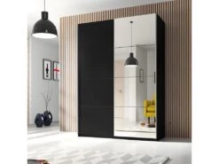 Armoire Design 150cm. 2 Portes Avec Miroirs Modulables. Couleur Noir Mat. Collection EOS -Fren Soldes Boutique armoire et dressing 8968697