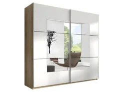 Armoire Design 2 Portes 200cm Couleur Chêne Clair Et Blanc. Collection EOS