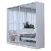 Armoire Blanche 200cm Avec Miroirs, Portes Coulissantes. Collection CALABRE.