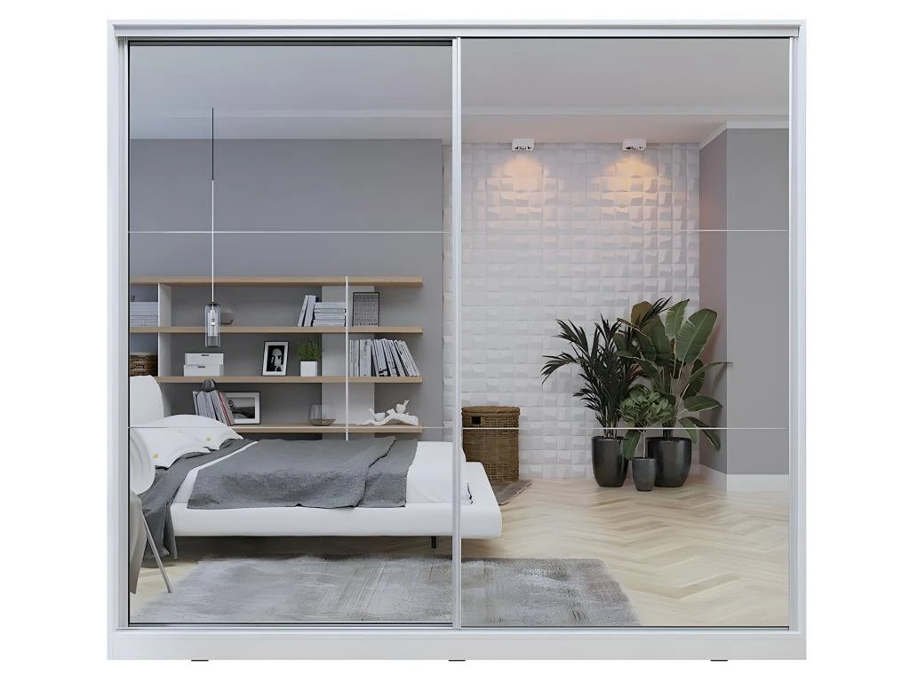 Armoire Blanche 200cm Avec Miroirs, Portes Coulissantes. Collection CALABRE. 4 Armoire Blanche 200cm Avec Miroirs, Portes Coulissantes. Collection CALABRE. – Image 4