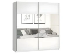Armoire Design 200cm. 2 Portes Avec Miroirs Modulables. Couleur Blanc Mat. Collection EOS