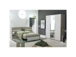 NINO LIGHT - Armoire 3 Portes Effet Bois Clair Avec Miroir -Fren Soldes Boutique armoire et dressing 8979357