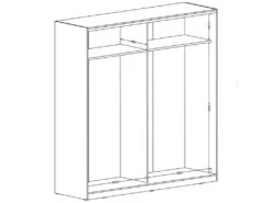 Armoire Noire 200cm Avec Miroirs, Portes Coulissantes. Collection CALABRE. -Fren Soldes Boutique armoire et dressing 8979417