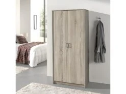 Garde Robe REY, Armoire 2 Portes Idéal Pour Votre Entrée Ou Votre Buanderie